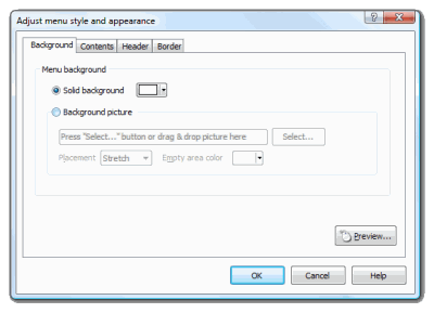Setup autorun menu design: customize menu background - solid color. Click to enlarge...