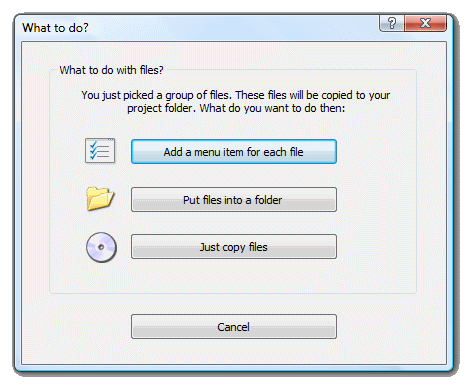 Edit autorun menu: select action for a group of selected/dragged documents