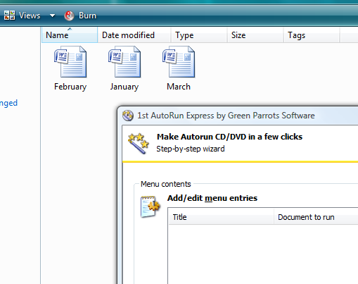 Edit autorun menu: drag documents from Explorer