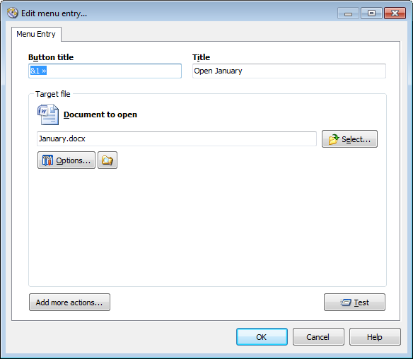 Editing autorun menu entry button title - before change