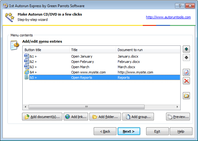 Editing entries of the autorun menu with default button titles